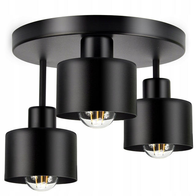 Lampa sufitowa żyrandol Plafon Metalowa loft LED 3xE27 czarna 382-E3 spot czarny