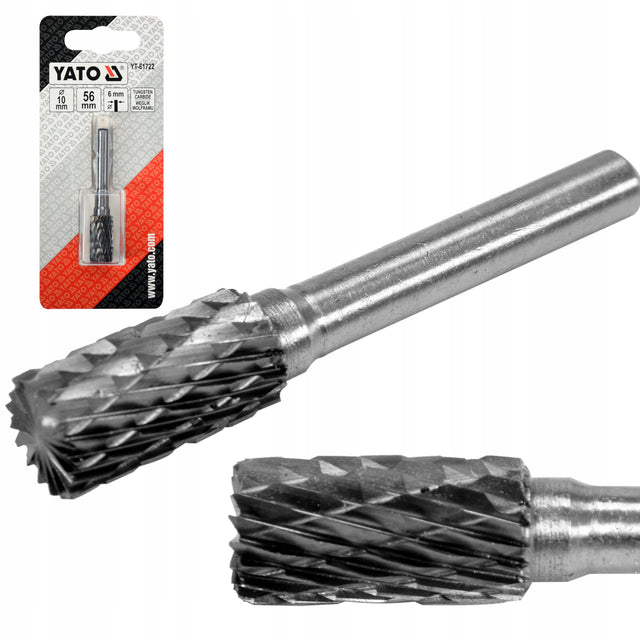 Frez trzpieniowy walcowy yato fi10mm węglik wolframu gratowania spawów RUR pilnik obrotowy do metalu aluminium stali nierdzewnej 6 mm