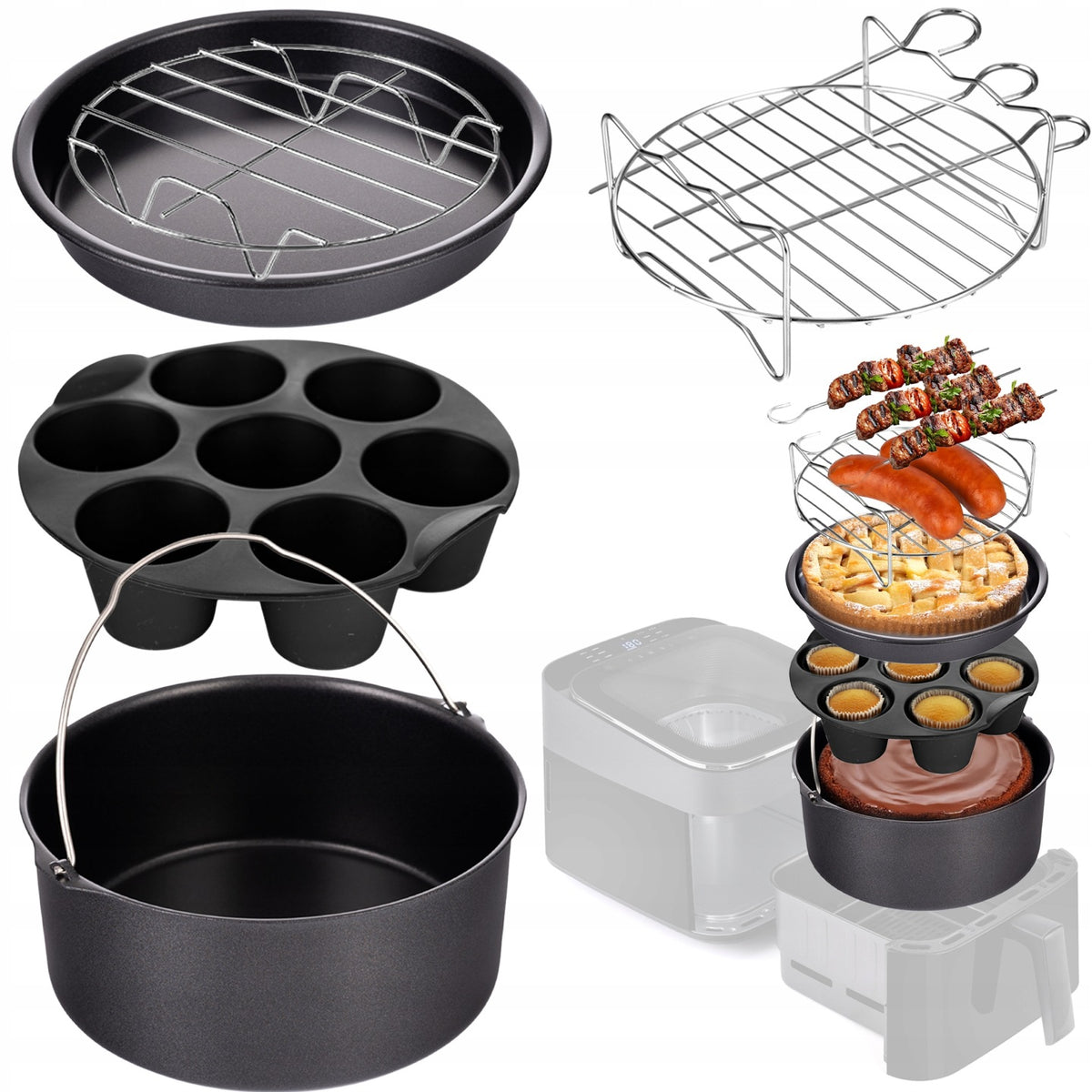 Akcesoria do frytkownicy lehmann AIR fryer zestaw 5 elementów uniwersalne czarny