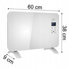 GRZEJNIK ELEKTRYCZNY konwektorowy SZKLANY PANEL energooszczędny 1000W WiFi 600 mm 380 mm grzewcza biały