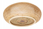 Plafon sufitowy boho lampa sufitowa okrągła beżowa pleciona koło E27 do salonu i sypialni, oprawa na żarówkę, średnica