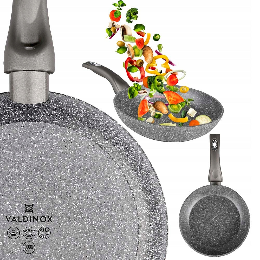 Patelnia tradycyjna nieprzywierająca Valdinox Rock 26 cm indukcja i gaz do smażenia, kuchenka ceramiczna i elektryczna
