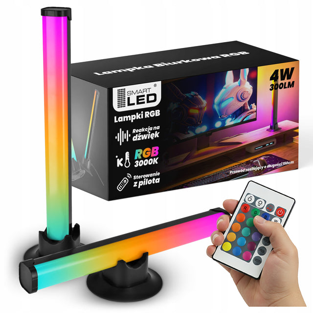 Lampka Na Biurko LED RGB Gamingowa Słupki Light Bar Kolumny Ambient Pilot oświetlenie dekoracyjne do pokoju, do stanowiska komputerowego, ściemniana