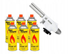 ZESTAW KARTUSZ GAZOWY 400 ML BUTAN 6 SZTUK + PALNIK FLAME GUN do lutowania, opalania i rozpalania, temperatura