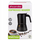 Kawiarka ciśnieniowa do espresso stalowa zaparzacz do kawy 300 ml kamille moka na 6 filiżanek, czarna