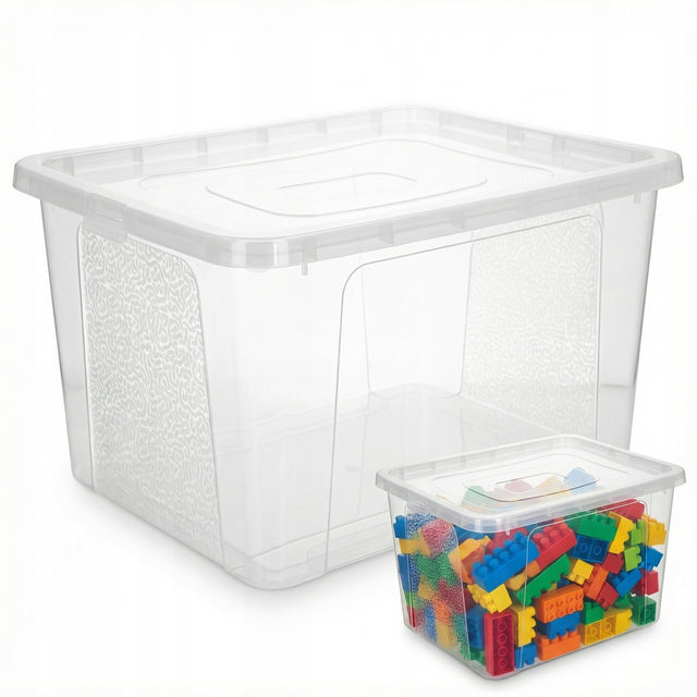 Pudło plastikowe 20l z pokrywą duże przeźroczyste pudło do przechowywania pojemnik, organizer domowy, bezbarwny 33x40x20 cm