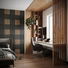 Ścianka lamelowa 275X58 CM DAB naturalny saragosa ścianka działowa z lameli ażurowy panel MDF, przegroda do wnętrz