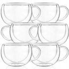 6x SZKLANKA TERMICZNA Z UCHEM 300ml DO KAWY LATTE HERBATY filiżanka ZESTAW kubki z podwójną ścianką, szkło bezbarwne