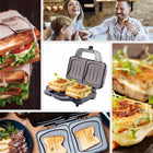 Opiekacz do kanapek toster sandwich elektryczny XXL powłoka non-stick 1300W nominalna srebrny/szary