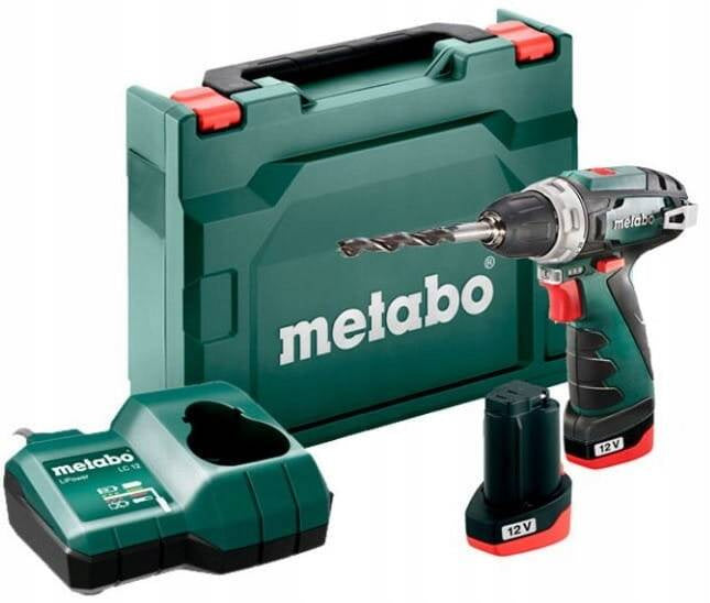 METABO Wiertarko-wkrętarka 12V PowerMaxx BS Basic 2x2,0Ah 600984500 do montażu, zasilanie akumulatorowe, moment