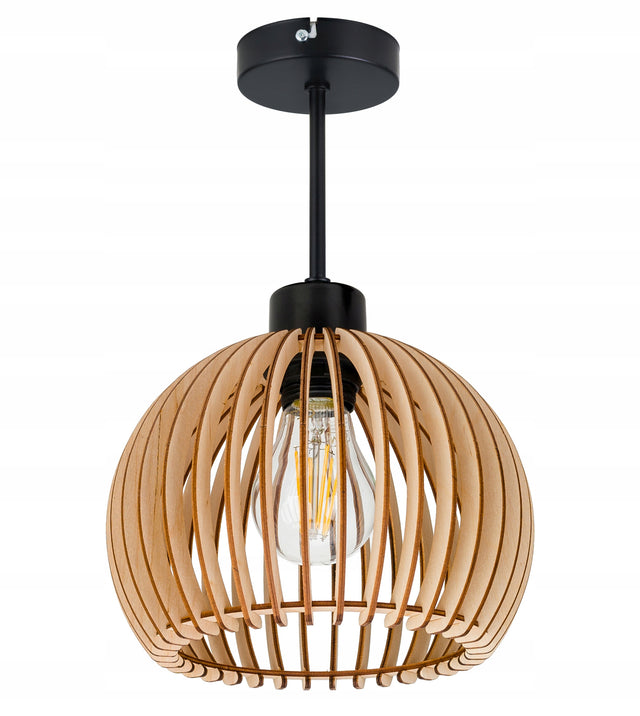 Lampa stała sufitowa plafon żyrandol loft klosz kula 36 Drewno na 1x e27 oprawa do salonu i jadalni, styl industrialny, 60 w
