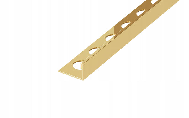 Listwa wykonczeniowa do plytek L złota 8,5mm x 2700mm profil narożny błyszczący, maskowanie krawędzi