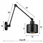 Lampa Ścienna Kinkiet Loft Edison LED oprawa na żarówkę E27, czarna metalowa, 1 punkt światła, do salonu i sypialni