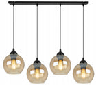 LAMPA SUFITOWA WISZĄCA ŻYRANDOL SZKLANE KULE LISTWA CZARNA NAD STÓŁ WYSPĘ oświetlenie do jadalni kuchni 4-punktowe