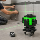Poziomica laserowa 360 płaszczyznowa 3D laser krzyżowy zielony 12 lini PRO do prac remontowych i montażowych, zasięg 25