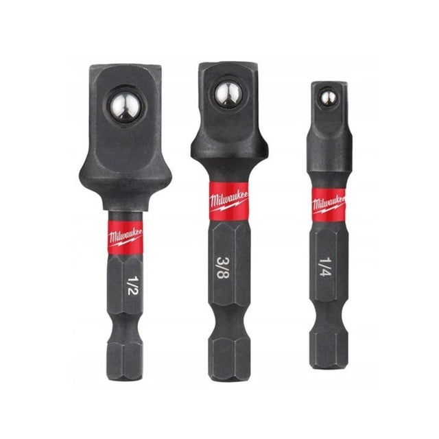 Milwaukee Zestaw 3szt Adapter Redukcje Uchwyt 1/4, 1/2, 3/8 4932479228 przejściówki do nasadek, końcówki do wkrętarki i klucza udarowego