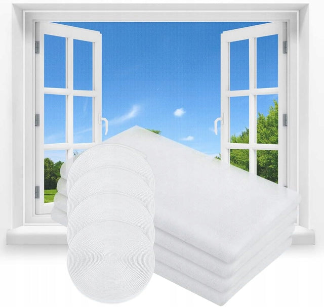 4x moskitiera na okno okienna siatka mocna solidna biała 130x150 cm + rzep ochrona przed komarami i owadami do domu