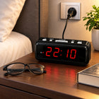 Budzik elektroniczny zegar sieciowy duży wyświetlacz LCD alarm 24H czarny cyfrowy czasomierz do sypialni z cyframi