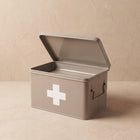 Apteczka metalowa z wyjmowaną tacką 32,5X16,5X20,5 CM beżowa do leków organizer na lekarstwa, kasetka medyczna z