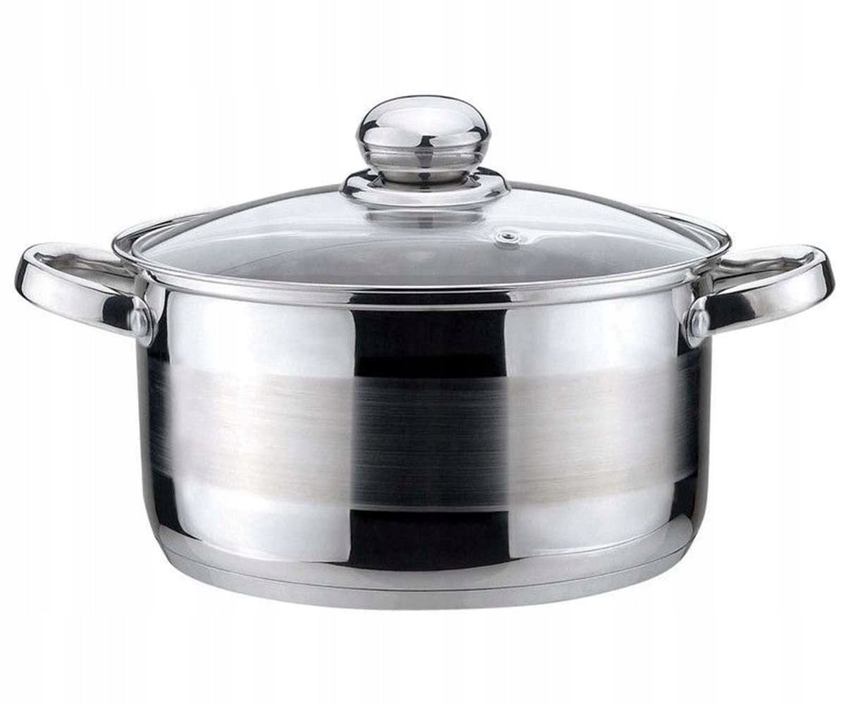 Garnek tradycyjny stalowy z pokrywką 3,0 l Kinghoff indukcja gaz rondel nierdzewny z powłoką nieprzywierającą 20 cm do