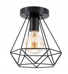 LAMPA DAMENT SUFITOWA PLAFON LOFT KLOSZ DIAMENTOWA E27 zwis metalowy czarny do salonu i kuchni, 1 punkt świetlny, maks