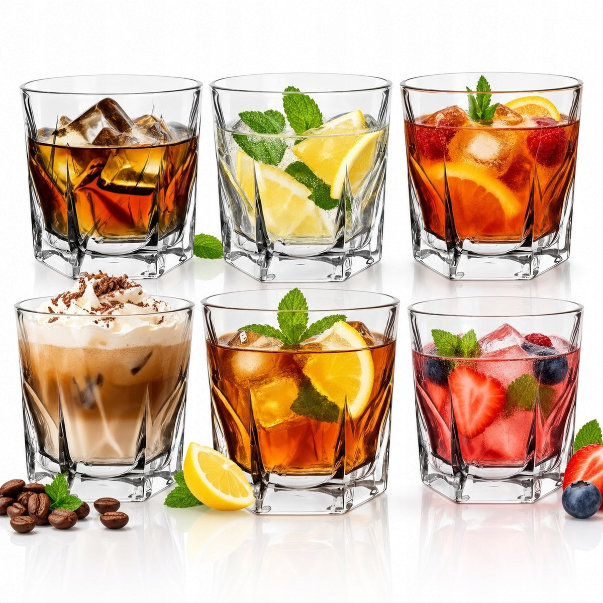 Szklanki do whisky napojów drinków LUXITO HARRY 330 ml KOMPLET 6 sztuk koktajlowe, bezbarwne szkło, można myć w zmywarce