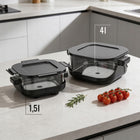 Frytkownica beztłuszczowa Teesa glass AIR fryer 1500W 2 pojemniki 1,5l / 4l czarny