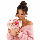 Flowerbox z kwiatami mydlanymi 22 SZT bukiet w pudełku prezent flower BOX pachnąca dekoracja do wnętrz, 20 cm, na