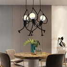 Lampa wisząca sufitowa żyrandol potrójna nowoczesna loft ludzik humanoid 3-punktowa metalowa czarna oprawa E27 do