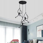 Lampa wisząca sufitowa żyrandol potrójna nowoczesna loft ludzik humanoid 3-punktowa metalowa czarna oprawa E27 do