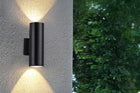 LAMPA KINKIET ZEWNĘTRZNY ELEWACYJNY PODWÓJNY GÓRA-DÓŁ NA ŻARÓWKĘ LED GU10 oprawa ścienna czarna aluminiowa do ogrodu