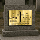 Tabliczka nagrobkowa nagrobna 32X21 złota dibond podwójne dane Ś.P. krzyż metalowa tablica pamiątkowa na grób