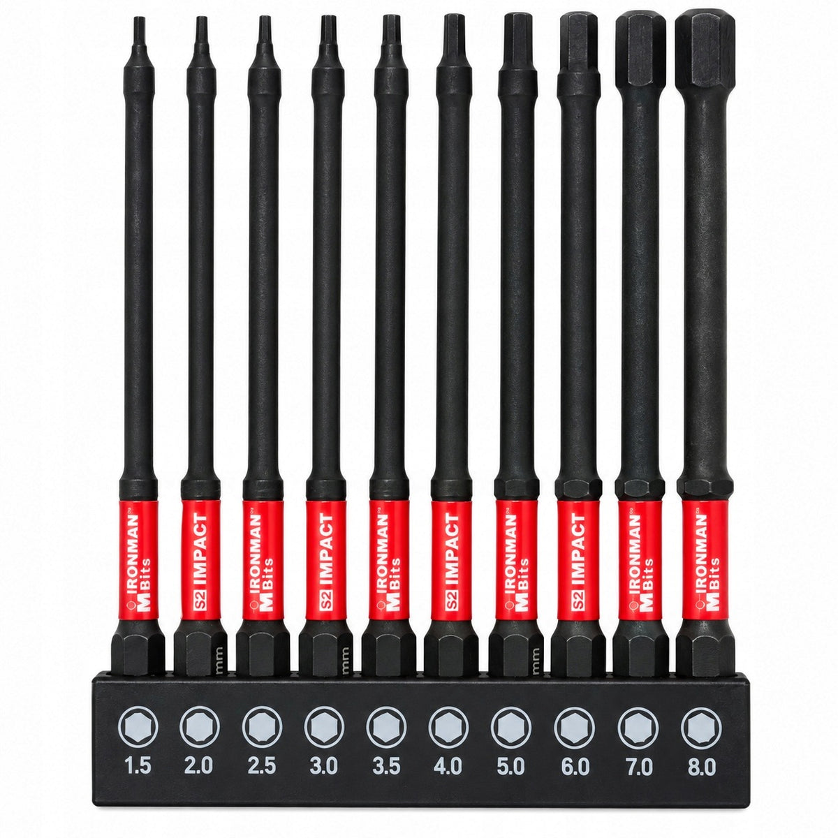 ZESTAW BITY IMBUSOWE HEX 100MM UDAROWE MAGNETYCZNE DŁUGIE 1,5-8MM 10SZT