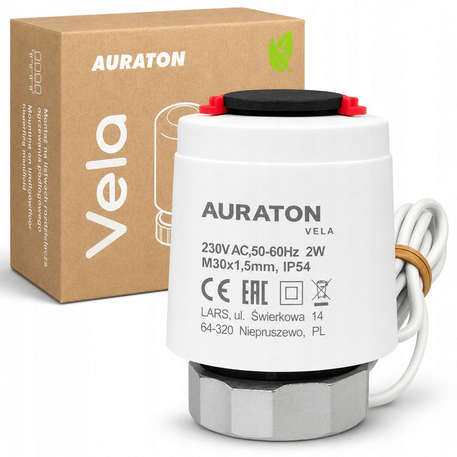 Siłownik termiczny termoelektryczny NC 230V M30x1,5 do rozdzielacza auraton pokojowy, regulator przewodowy /Wzór