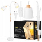 Lampa Stojąca Podłogowa Regulowana 170cm Nowoczesna Na 2x E27 LED Włącznik biały, brązowy