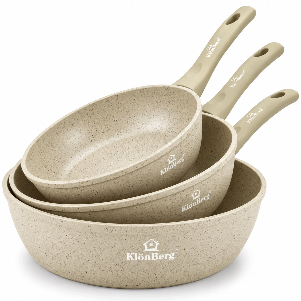 3x patelnia zestaw patelni marmurkowych 18/22/26 cm indukcja GAZ aluminium do smażenia, do piekarnika i zmywarki