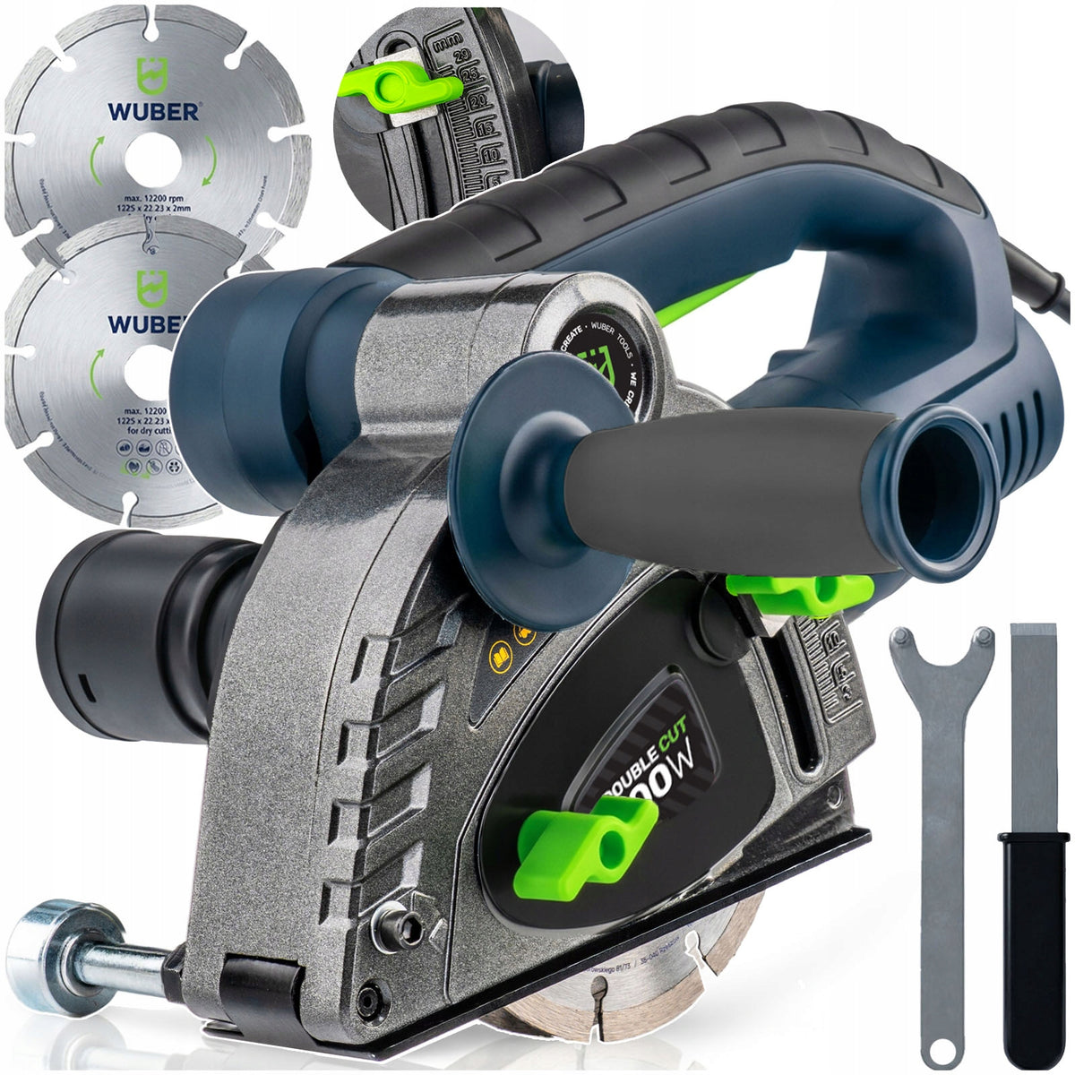 BRUZDOWNICA DO BETONU ELEKTRYCZNA 8500RPM Z REGULACJĄ 2X TARCZA 125MM MOCNA frezarka do ścian pod przewody, 1500 W