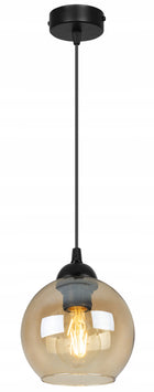 LAMPA SUFITOWA WISZĄCA ŻYRANDOL POJEDYNCZA SZKLANA KULA NOWOCZESNA LOFT oprawa do salonu i jadalni, czarna, gwint E27