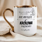 Kubek Elegancki Złoty Kosmetyczki Stylistki Paznokci z Grafiką Nadrukiem ceramiczny 330 ml do herbaty, personalizowany