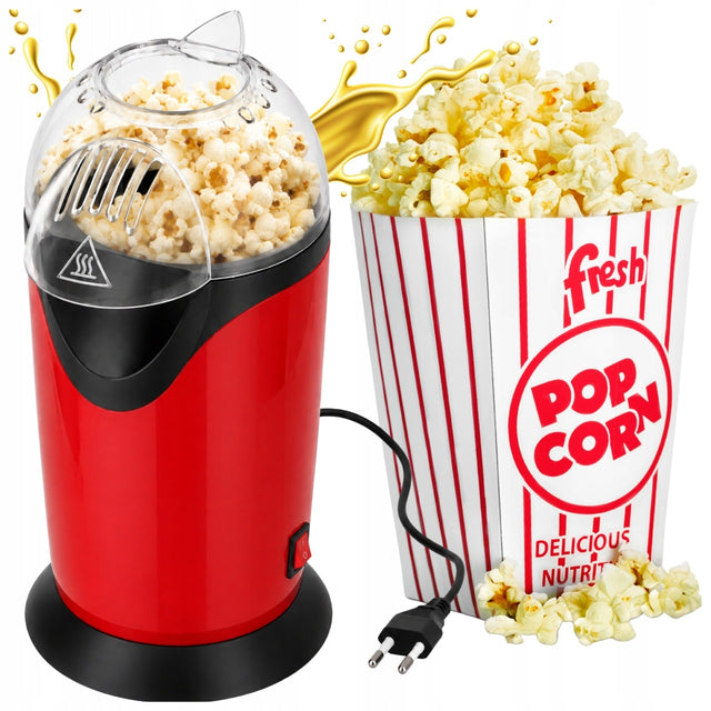 Maszynka maszyna do robienia popcornu urządzenie domowe czerwona 1200 w popper beztłuszczowy, prażarka do kukurydzy, miarka do ziaren