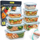 8x Szklane Pojemniki Hermetyczne Na Żywność Lunchboxy do Mikrofali Lodówki zmywarka, ciasto, produkty sypkie, ser
