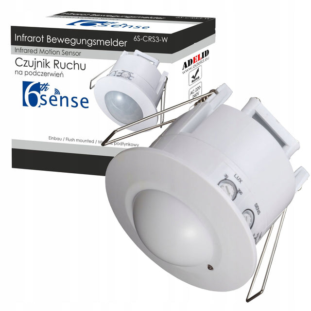 Czujnik ruchu mikrofalowy sufitowy sensor LED 6S detektor obecności, automatyczne sterowanie oświetleniem