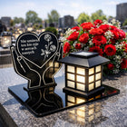 Znicz solarny Wieczna Róża fotowoltaiczny LED na grób Cmentarz Lampka solar ozdoba nagrobna, kwiat świetlny, 13 cm