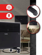 Grzejnik Elektryczny Aluminiowy Konwektorowy Mocny 1500W Ścienny +Kółka 2w1 658 mm 500 mm grzewcza czarny
