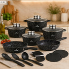 Zestaw garnków na indukcje GAZ komplet garnków marmurkowych garnki 17 EL czarny ceramiczne