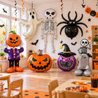 ZESTAW DEKORACJI HALLOWEEN BALONY FOLIOWE SZKIELET NIETOPERZ PAJĄK 8 szt. na przyjęcie tematyczne, dynia i duch