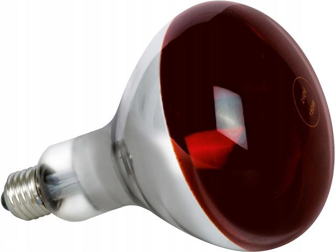 ŻARÓWKA GRZEWCZA PROMIENNIK PODCZERWIEŃ CZERWONA E27 175W na podczerwień 125 mm 195 mm
