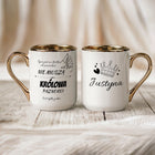 Kubek Elegancki Złoty Kosmetyczki Stylistki Paznokci z Grafiką Nadrukiem ceramiczny 330 ml do herbaty, personalizowany