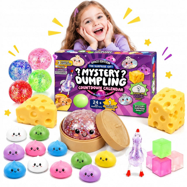 Kalendarz adwentowy 25 squishy prezent antystresowy świąteczny zestaw stojący