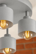 Lampa Sufitowa Żyrandol Plafon 3xE27 Szara Cementowa Urban GrayRoller LOFT oprawa wisząca metalowa 3-punktowa do salonu